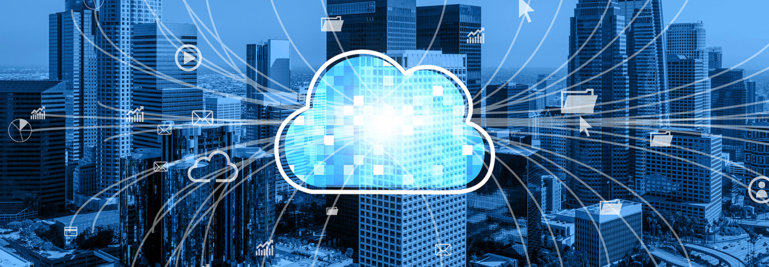 Cloud platform, cloud over thr city connected with devices
